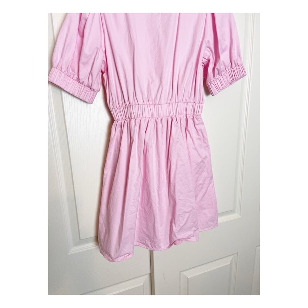 MINKPINK Lora Pink Empire Waist Mini Dress Puff Sleeve Cotton Sz M - Picture 8 of 11